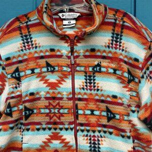 Columbia Fleece Mens Size M Aztec Jacket Full Zip Southwestern Multicolor